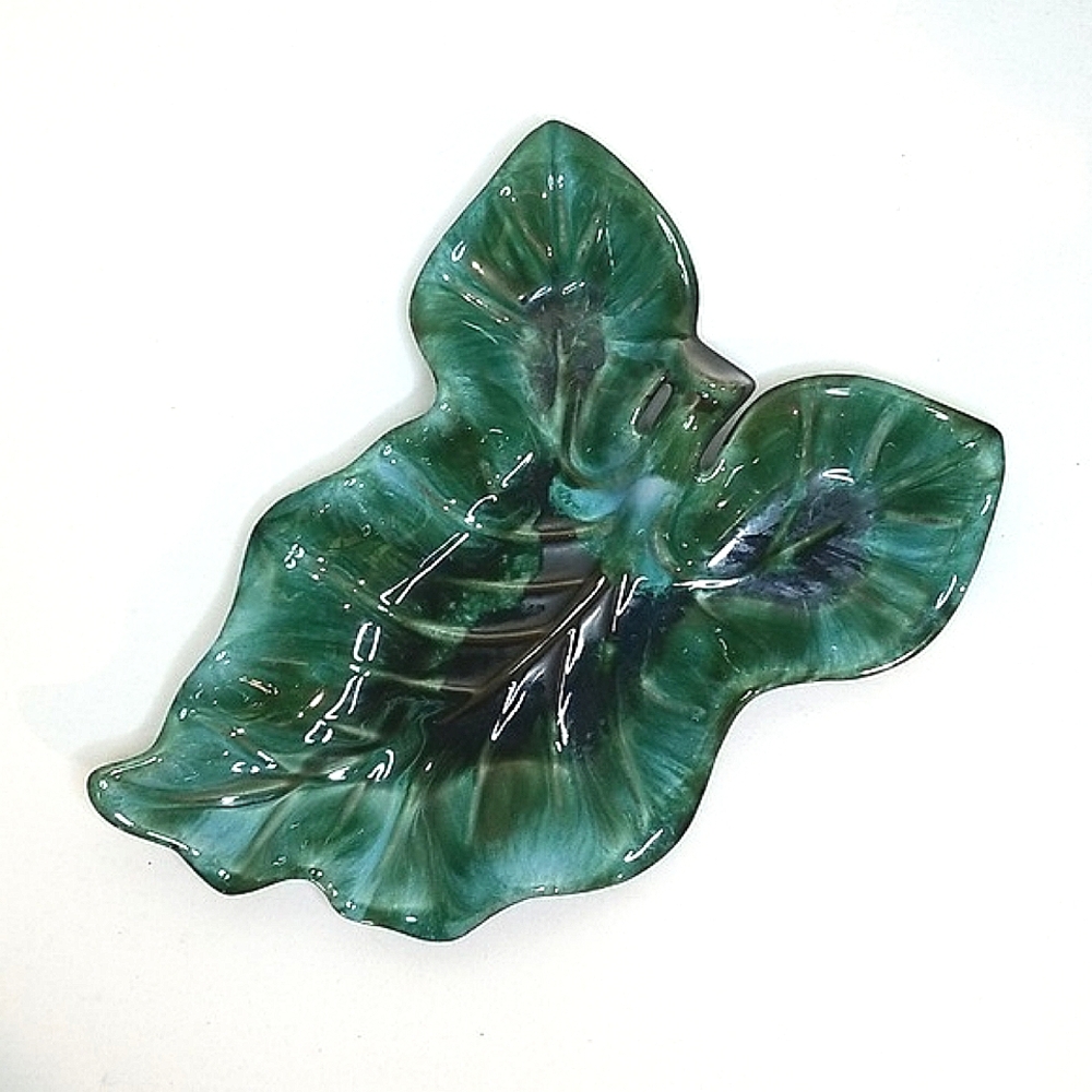 Blue Mountain Vintage Drip Glaze Leaf Dish